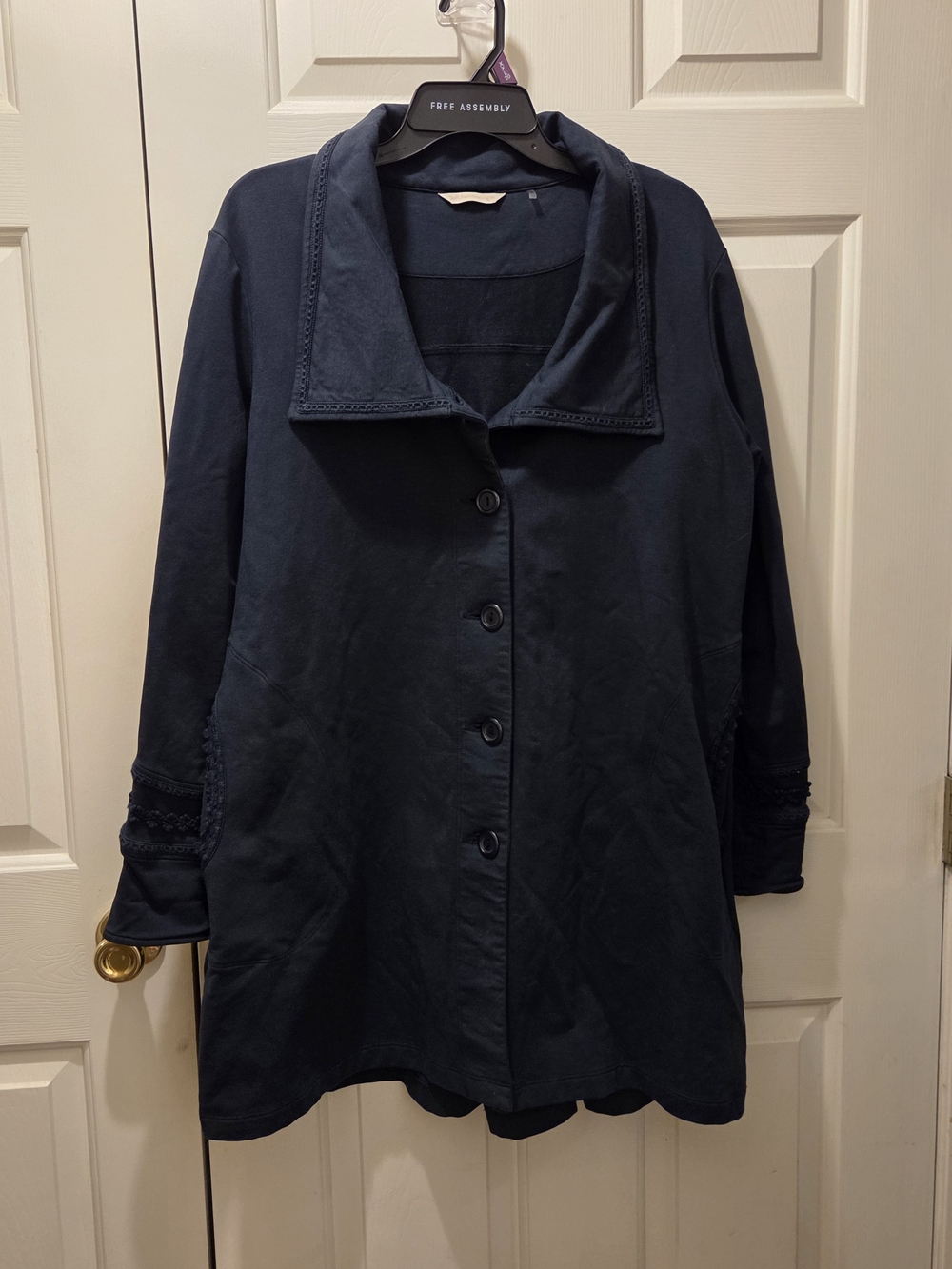 Soft Surroundings Navy Button-Front Pea Coat